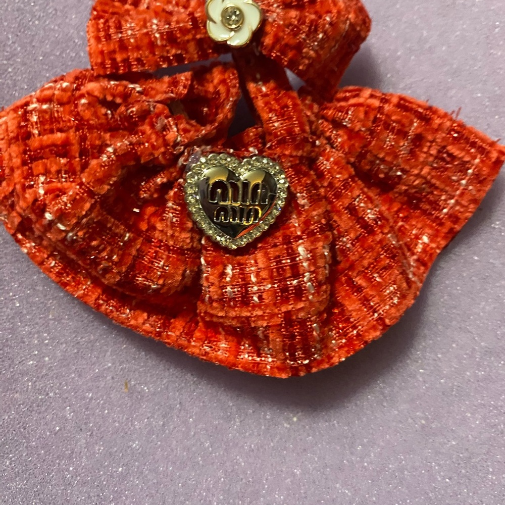 Miu Miu Vibrant Red Tweed Bow Labubu Dress